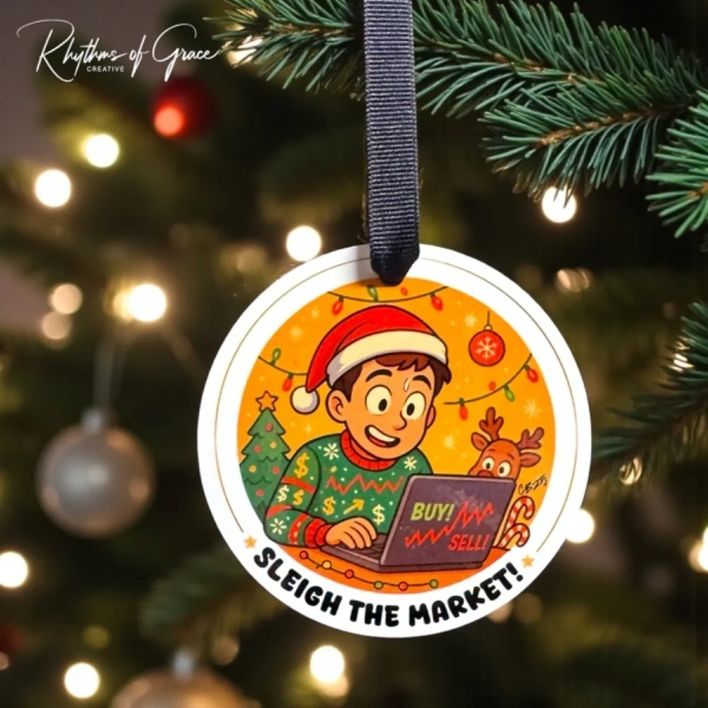 SLEIGH THE MARKET Christmas Ornament - For the Stock Market Whiz! Personalized